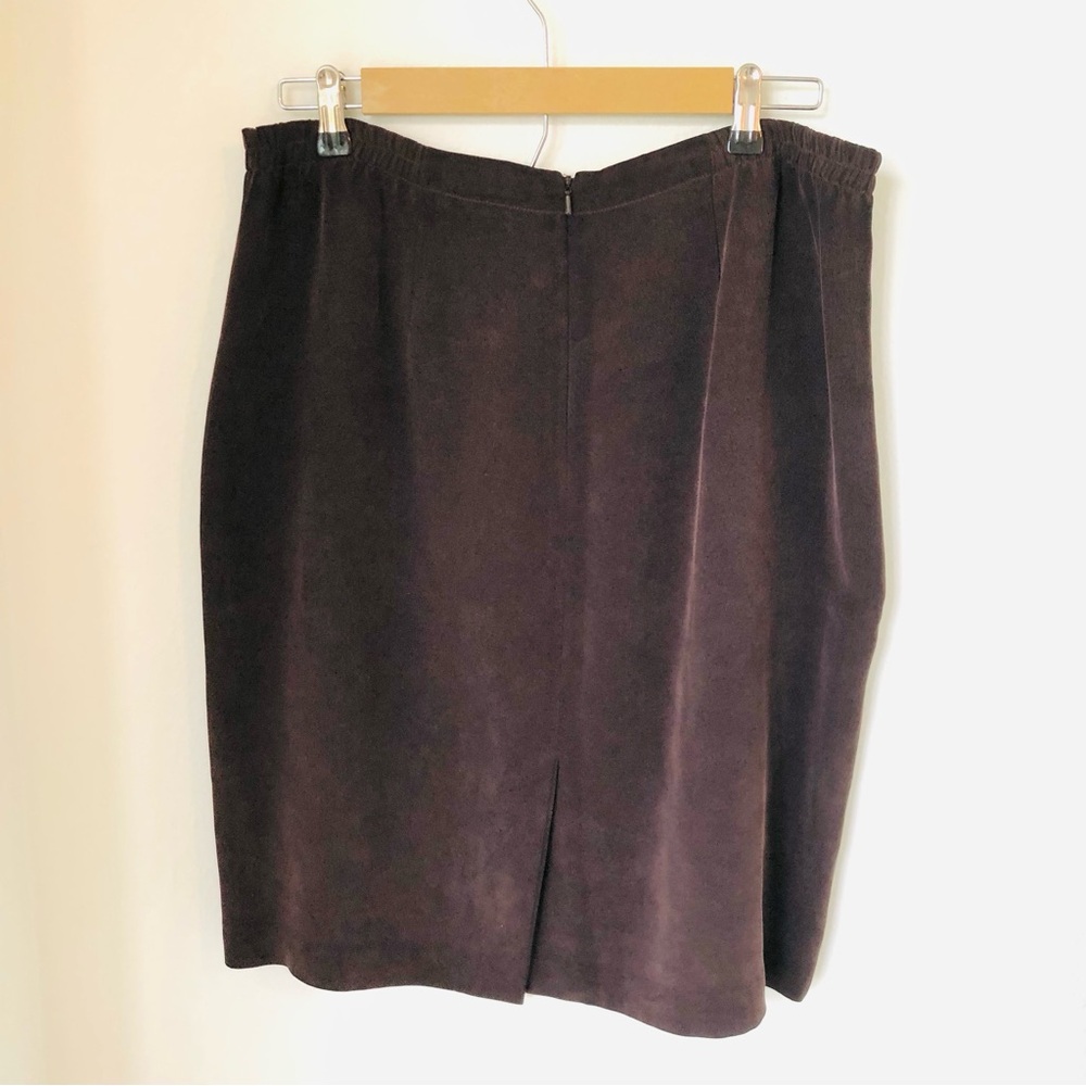Vintage Chaus 100% Silk Brown Skirt Women’s 14 Lined A-Line - Picture 6 of 12